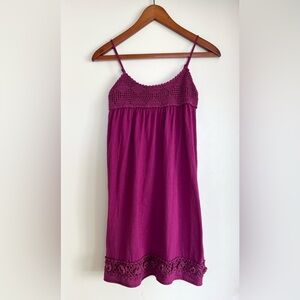 Heritage 1981 Magenta Crochet Trim Mini Dress (Small, Pre-2010)